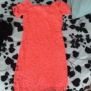 3/$30 New lace hot pink off the shoulder dress